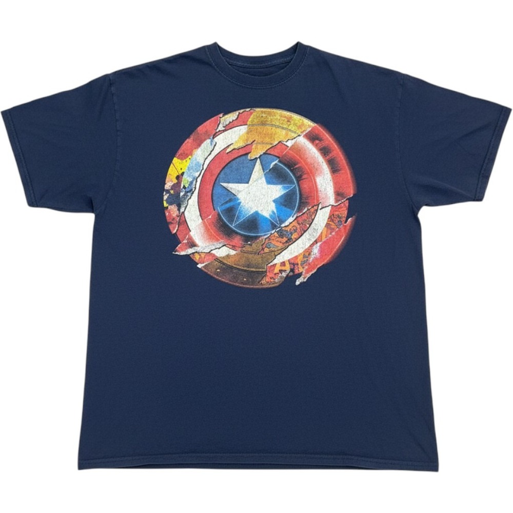 Marvel Captain America Shield Graphic T-Shirt Mens XL Navy Blue Avengers Tee